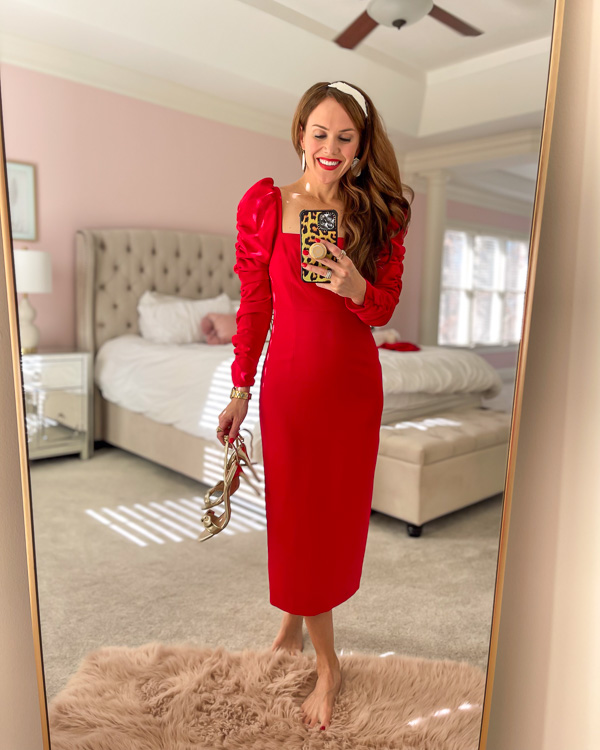 Holiday red dress 2023 by A Lady Goes Wes